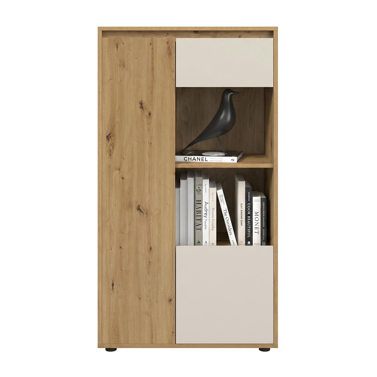 Wohnwand Caneva Eiche Artisan/Kaschmir B:267cm - Kaschmir/Eiche Artisan, MODERN, Glas/Holzwerkstoff (267,5/135/40cm) - Modern Living