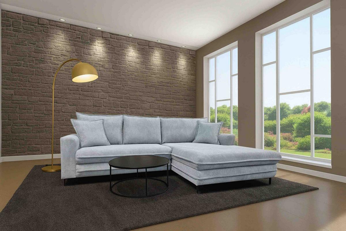 Ecksofa Armilla Hellgrau S: 272x174 cm - Hellgrau/Schwarz, Design, Textil (272/174cm) - MID.YOU