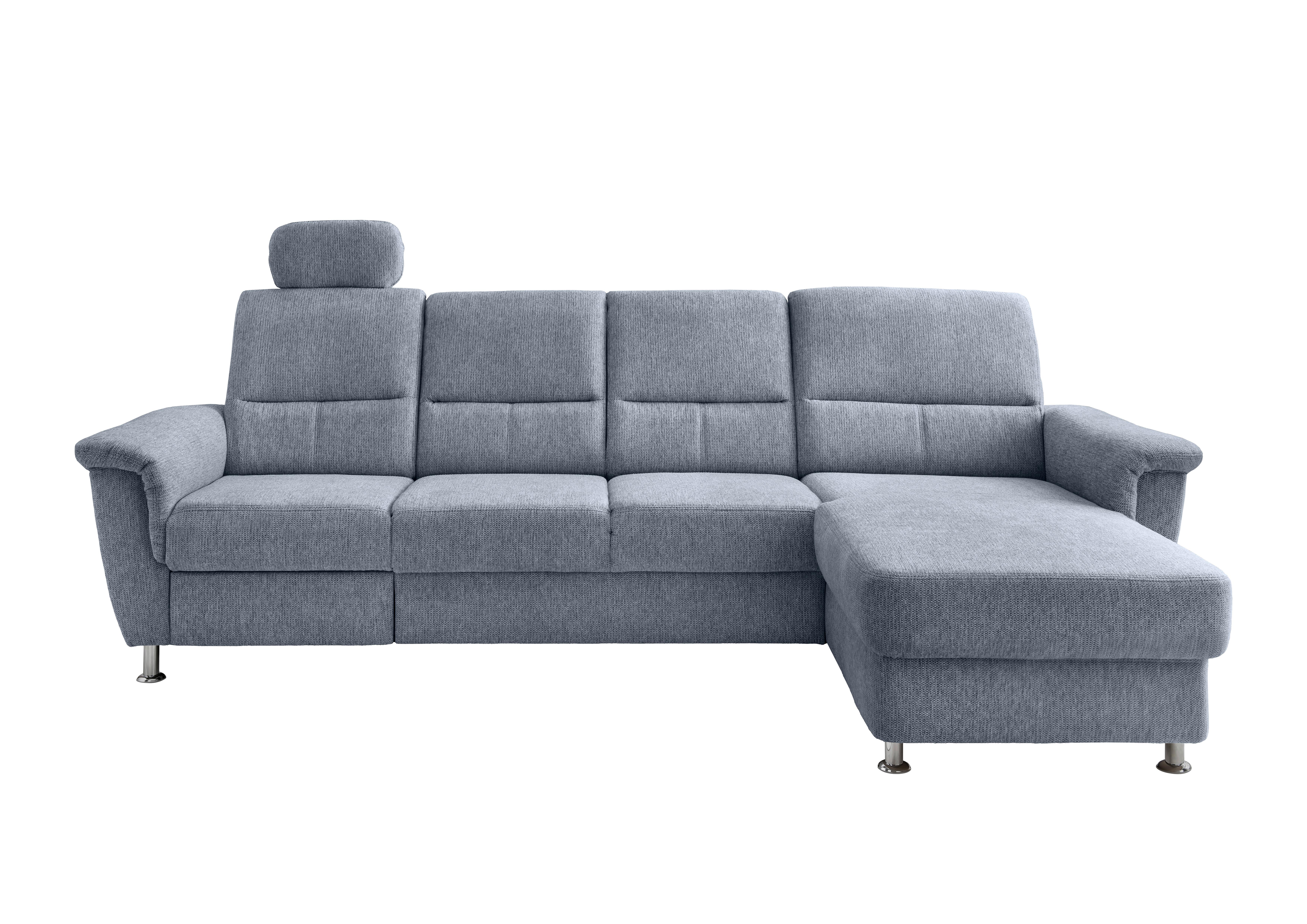 Ecksofa mit Relaxfunktion Parole Hellblau Chenille - Chromfarben/Hellblau, KONVENTIONELL, Textil (292/165cm) - Livetastic