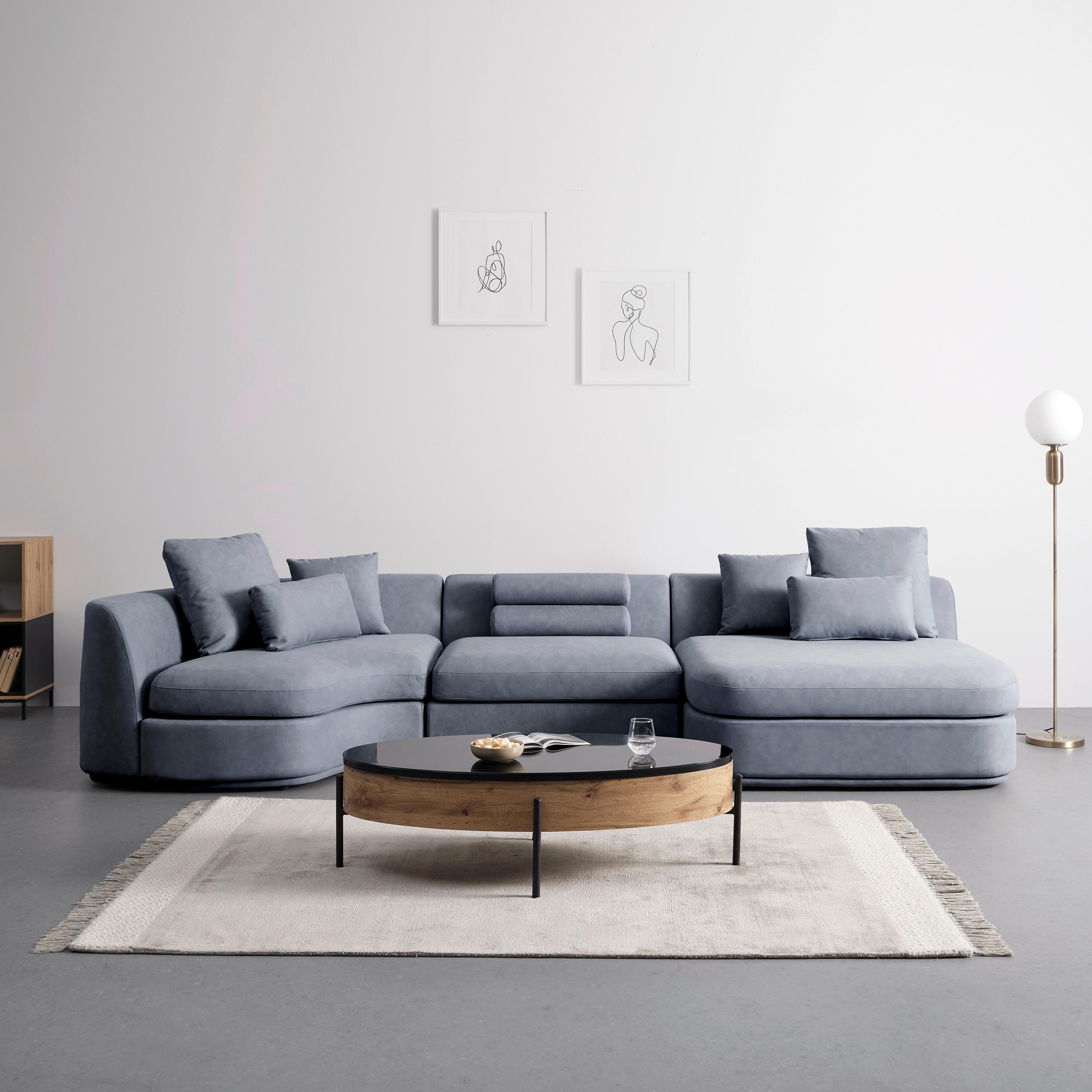 Sedacia súprava Anna modrosivá - modrá/sivá, Modern, drevo/textil (360/71/134cm) - Bessagi Home