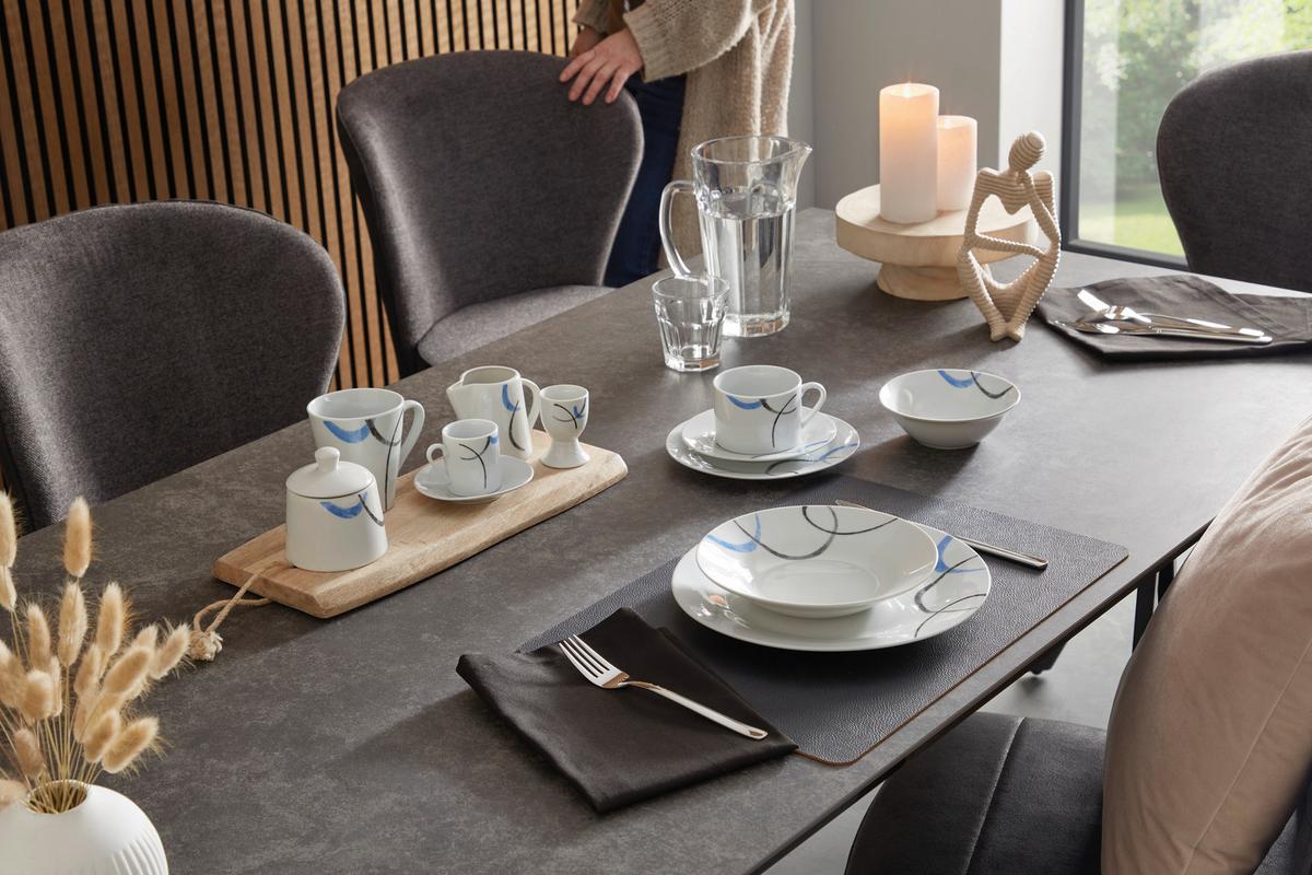 Kombiservice Kathalea Keramik 6 Personen Geschirr Set - Blau/Weiß, KONVENTIONELL, Keramik - Luca Bessoni
