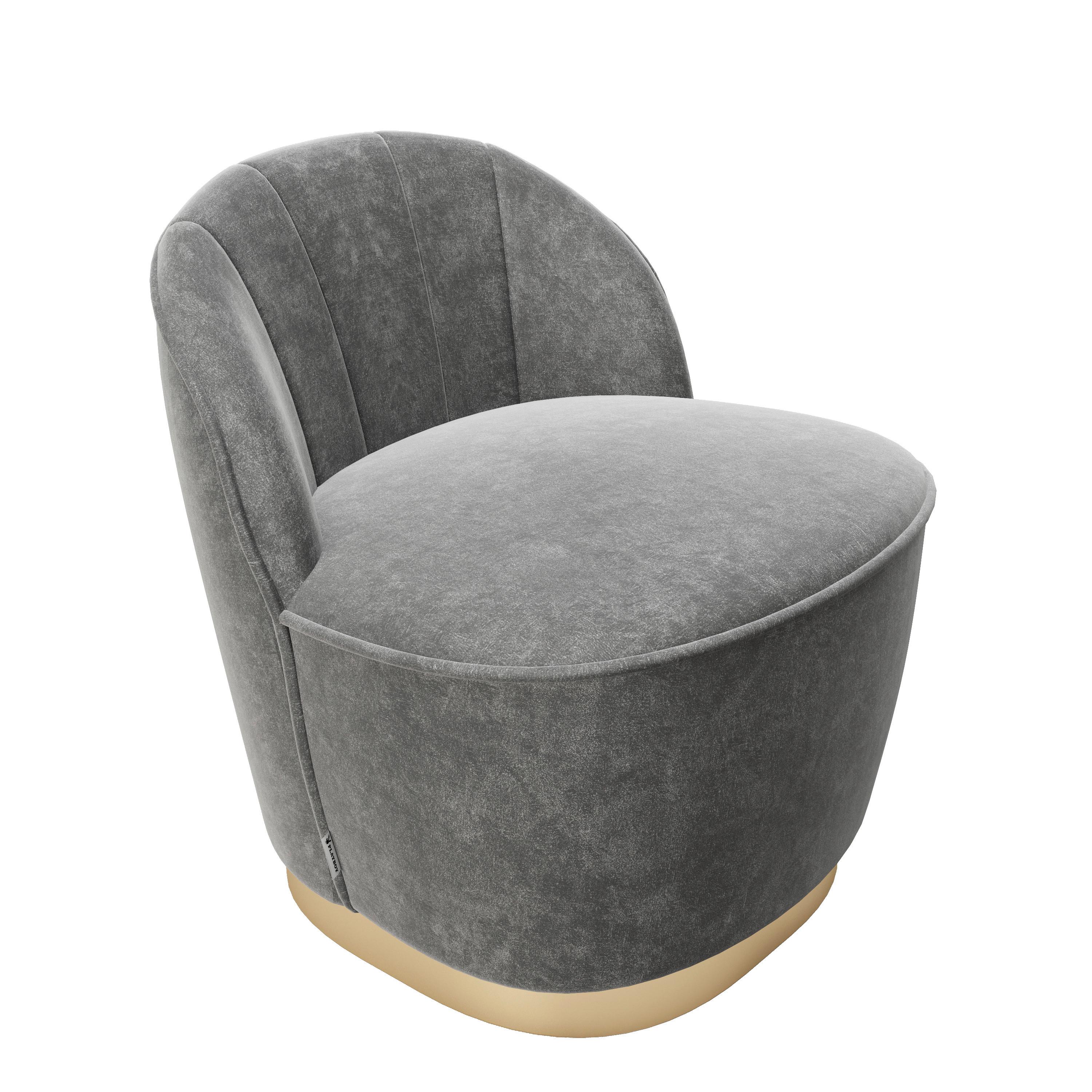 Polstersessel Stella Vintage-Look Samt Anthrazit - Anthrazit, KONVENTIONELL, Textil (67/70/71cm) - Playboy