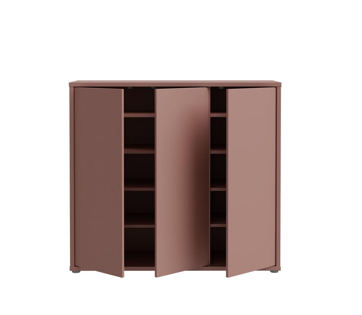 Skriňa na topánky ALICE terracotta - sivá/terakota, Modern, kompozitné drevo/plast (109,2/99,1/34,9cm)