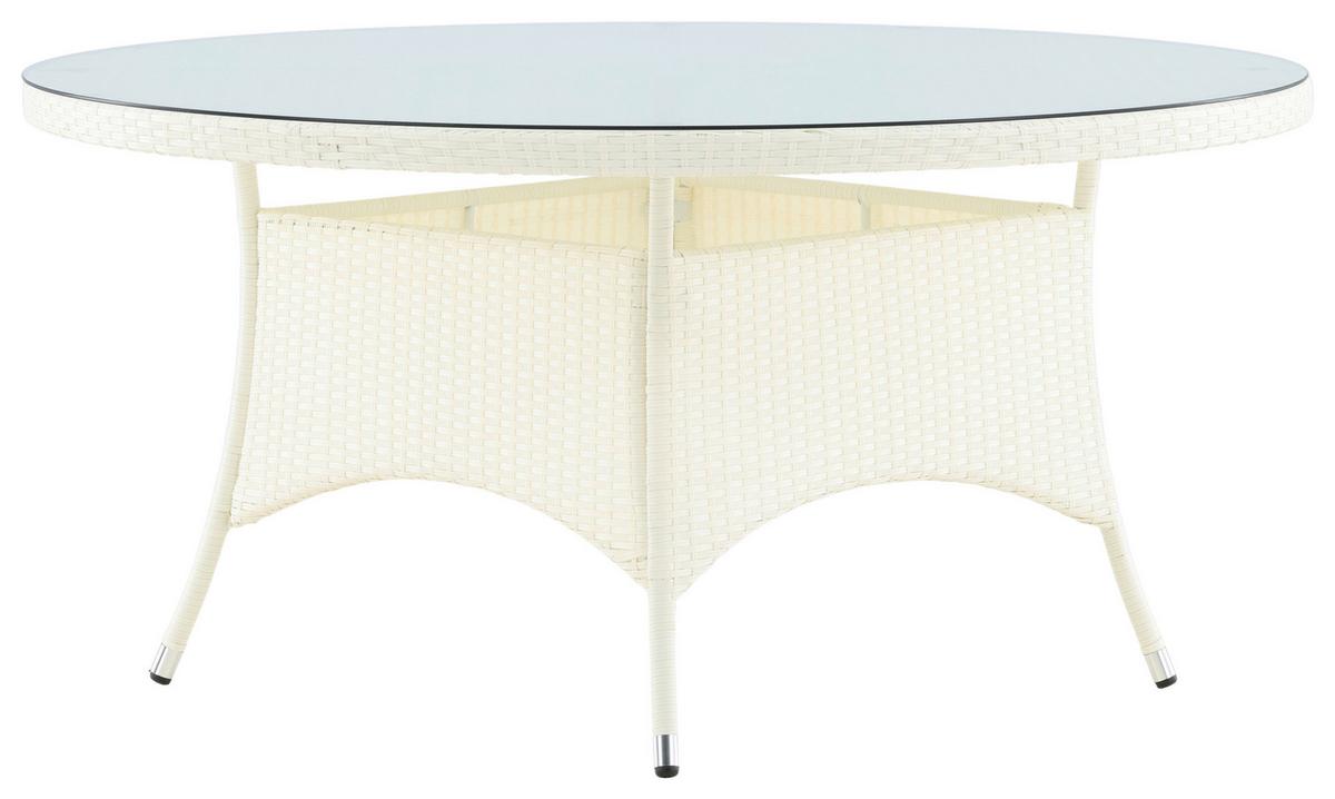 Gartentisch Volta - Weiß, KONVENTIONELL, Glas/Kunststoff (150/150/74cm) - Gardenson