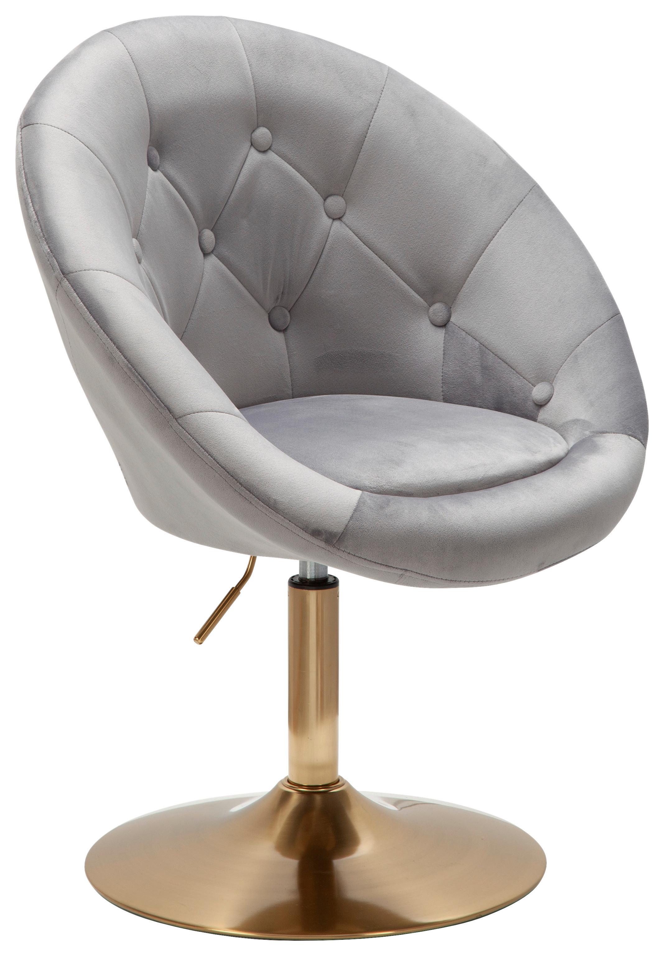 Polsterstuhl Im Retro-Look Samt Grau/Gold - Goldfarben/Grau, KONVENTIONELL (67/100/62cm) - MID.YOU