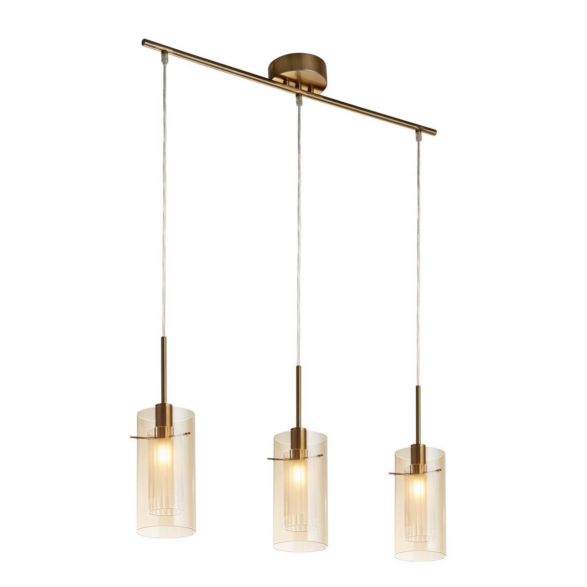 Hängeleuchte 3303-3cp - Messingfarben, Design, Glas/Metall (40/13/71cm)