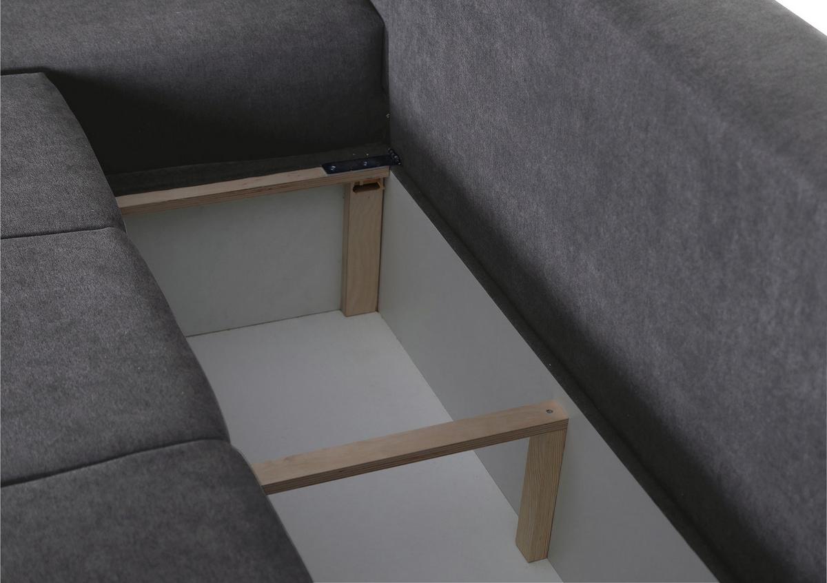 Ecksofa Mit Bettkasten Glasgow Dunkelgrau - Chromfarben/Dunkelgrau, KONVENTIONELL, Textil (175/270cm) - MID.YOU