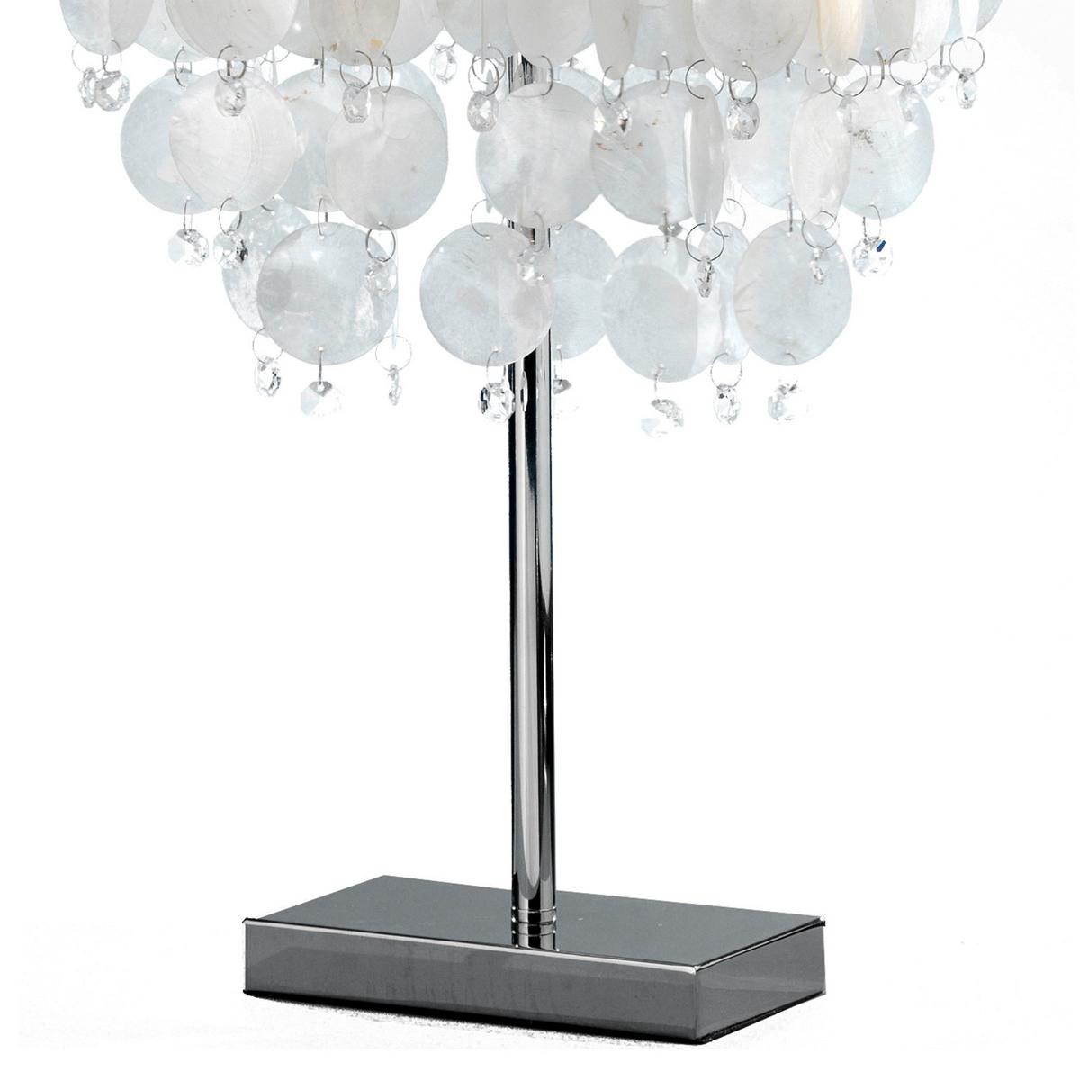 Tischleuchte Chromfarben Perlmutt L: 30 cm - Chromfarben/Perlmutt, Basics, Naturmaterialien/Kunststoff (30/30/50cm)