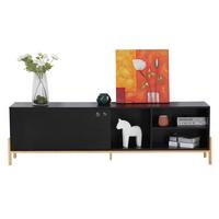 Lowboard Schwarz B: 185cm - Schwarz/Naturfarben, Design, Holzwerkstoff (185/53,5/33,5cm) - Livetastic