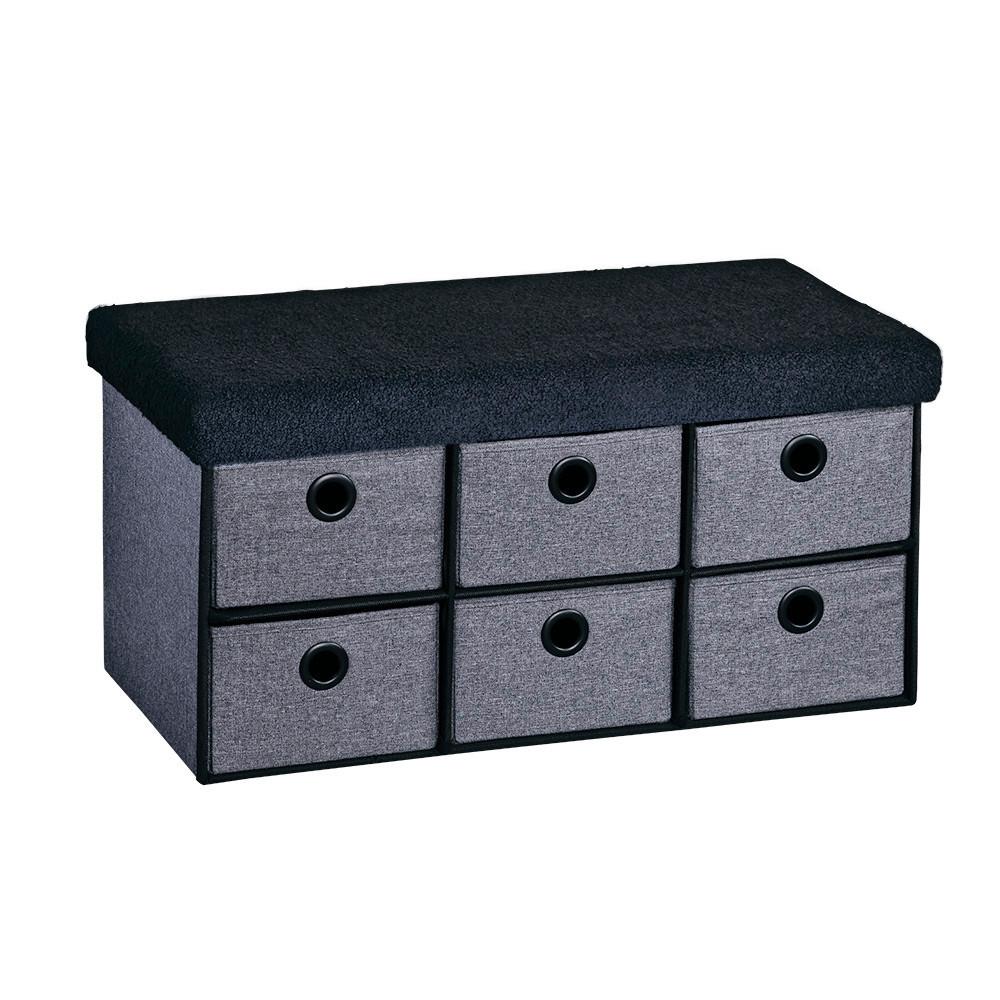 Garderobenbank Grau, Schwarz m.Aufbewahrungsboxen, B: 78 cm - Schwarz/Grau, Basics, Holzwerkstoff/Kunststoff (78/38/38cm) - Kesper