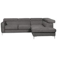 Ecksofa Sammy Graubraun - Chromfarben/Graubraun, Design, Textil (242/207cm) - Livetastic