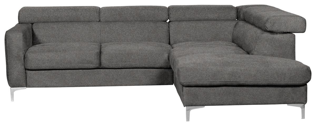 Ecksofa Sammy Graubraun - Chromfarben/Graubraun, Design, Textil (242/207cm) - Livetastic