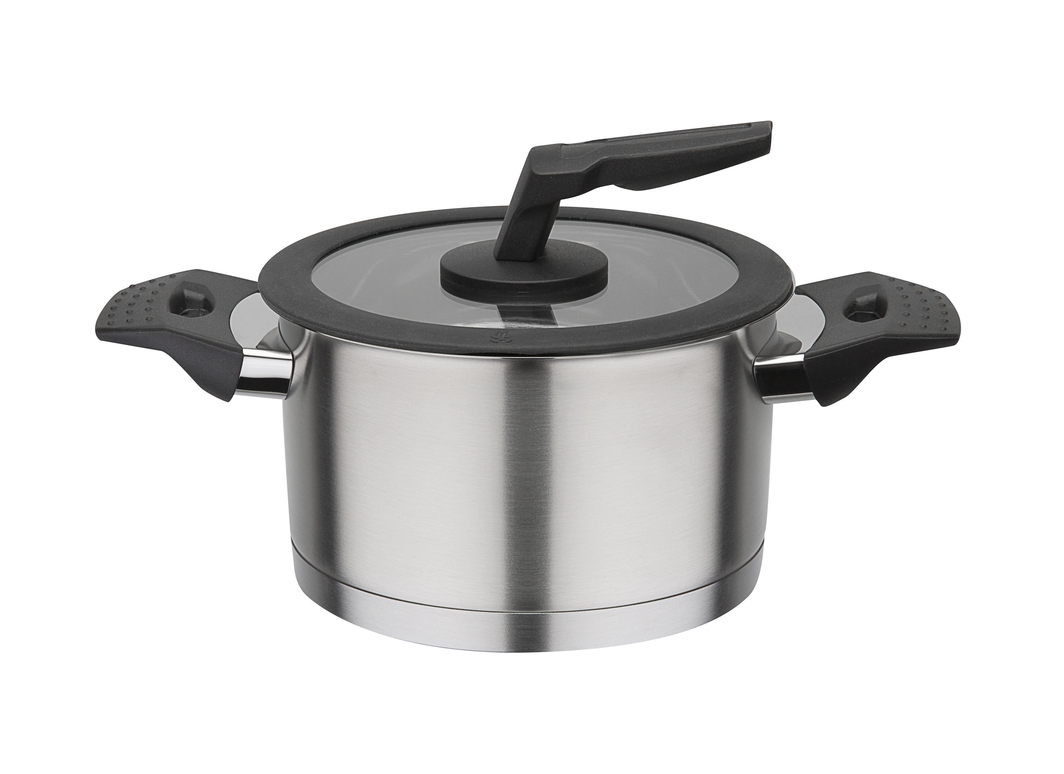 Kochtopfset Edelstahlfarben - Klar/Edelstahlfarben, Basics, Glas/Metall - GSW