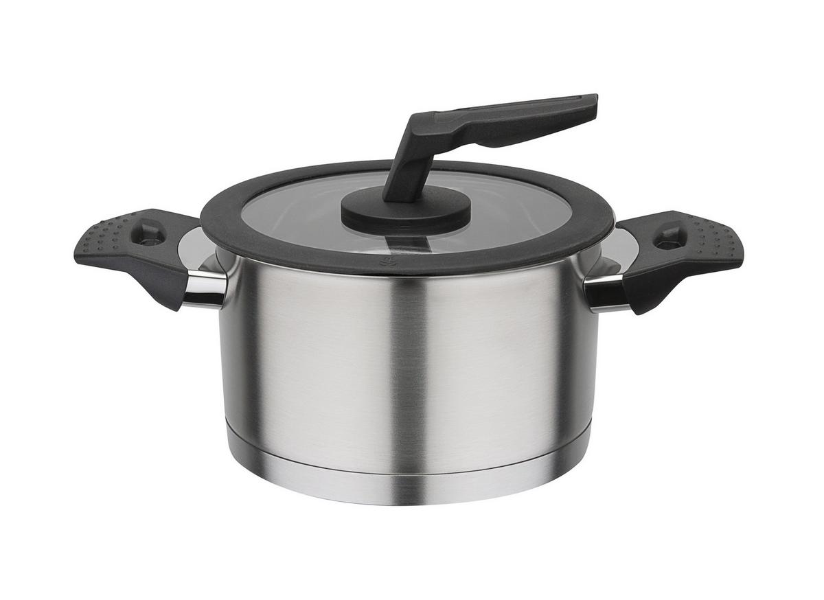 Kochtopfset Edelstahlfarben - Klar/Edelstahlfarben, Basics, Glas/Metall - GSW