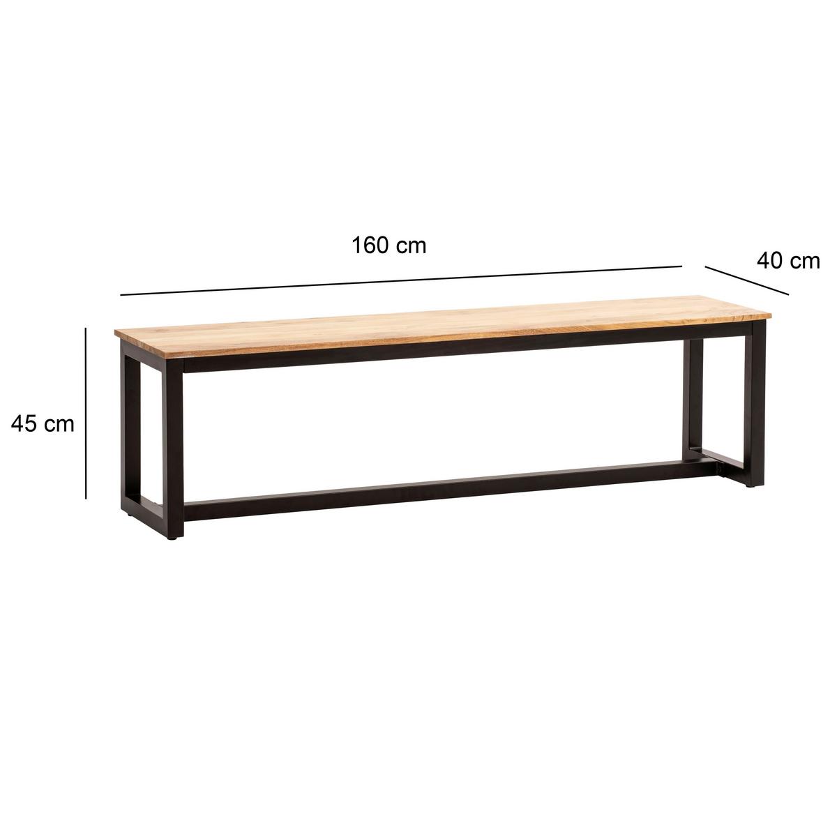 Sitzbank Holz Massiv  Akazie/ Schwarz Wl7.066 B: 160 cm - Schwarz/Akaziefarben, Design, Holz (160/45/40cm) - MID.YOU
