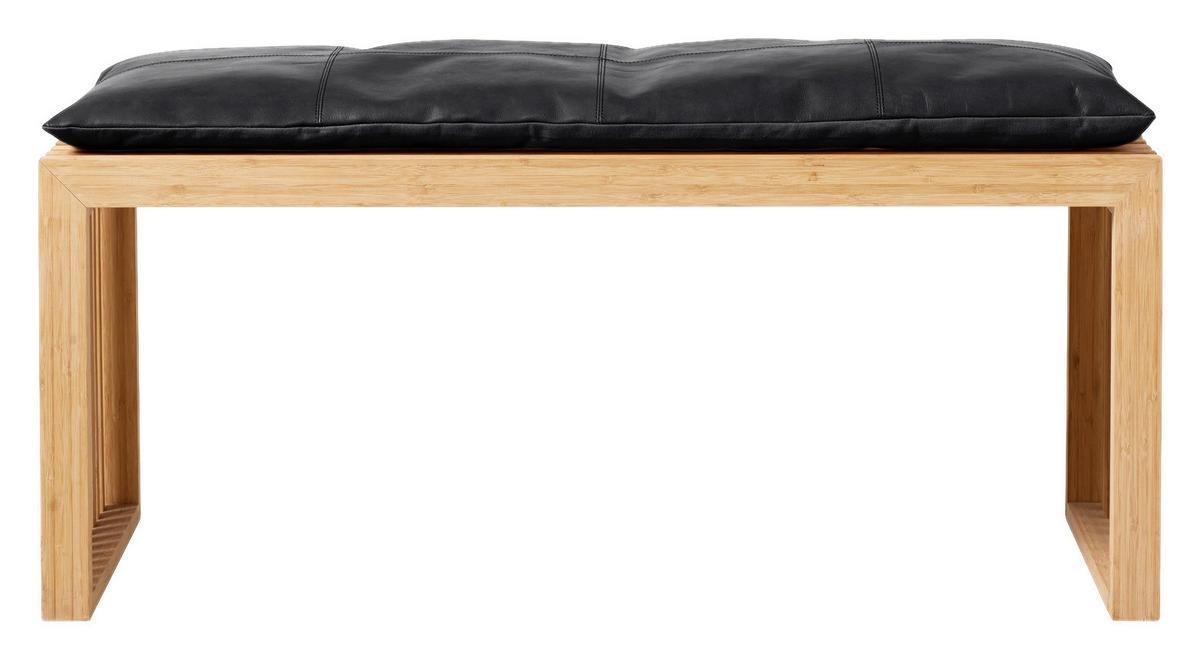 Bankauflage Lederkissen Schwarz B: 104 cm - Schwarz, Design, Leder (104/3/35cm) - MID.YOU