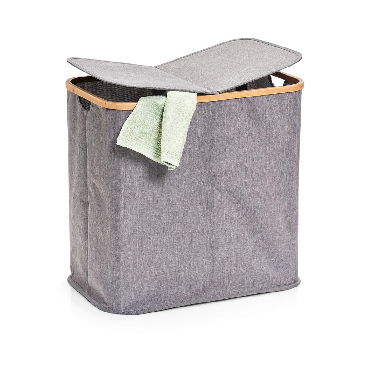Wäschesammler Grau B: 54 Cm - Grau, Basics, Holz/Textil (54/51/34cm) - Zeller Present