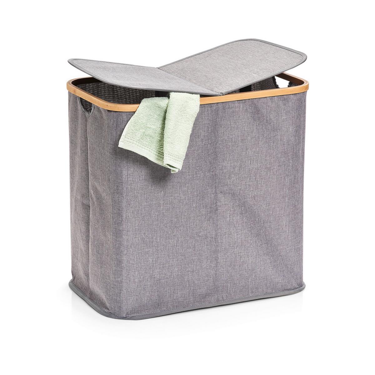 Wäschesammler Grau B: 54 Cm - Grau, Basics, Holz/Textil (54/51/34cm) - Zeller Present