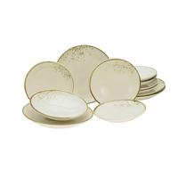 Kombinovaný servis 12- dielny biela/krémová - biela/krémová, Basics, keramika - Creatable
