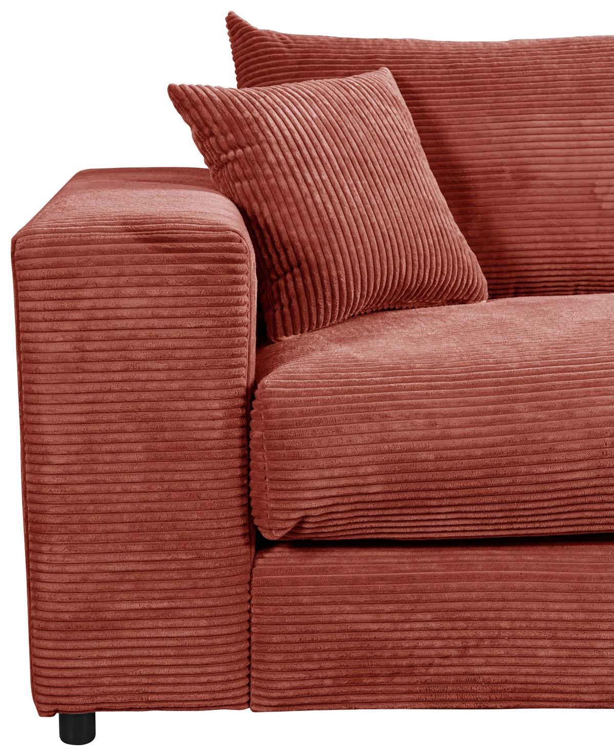 Ecksofa Funny S Rechts Terracotta S: 265x180 cm - Terracotta/Schwarz, Basics, Textil (265/180cm) - Livetastic
