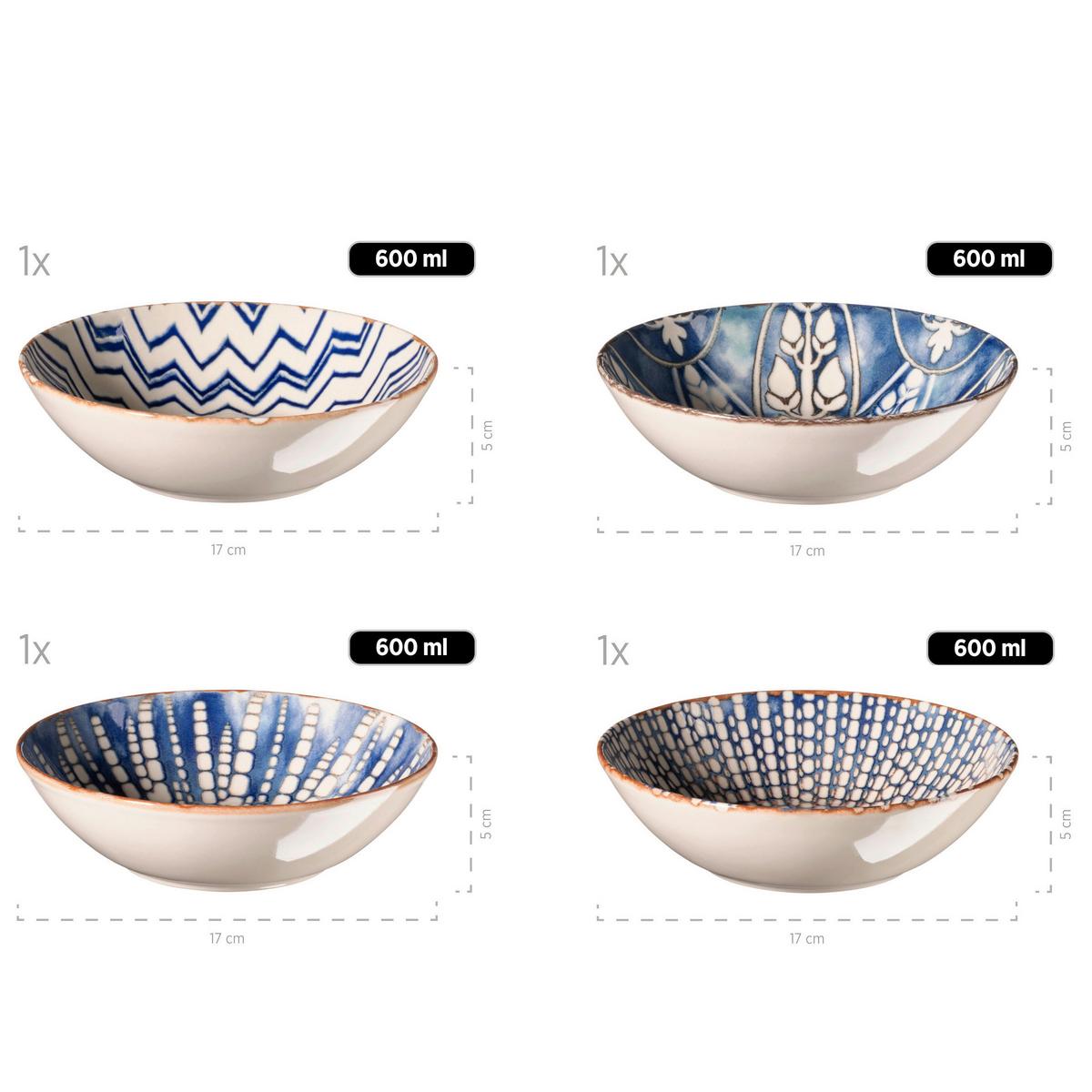 Salatset Iberico Blue 5--Teilig. Geschirr Set - Blau/Weiß, Basics, Keramik (36,5/36,5/31,5cm) - Mäser
