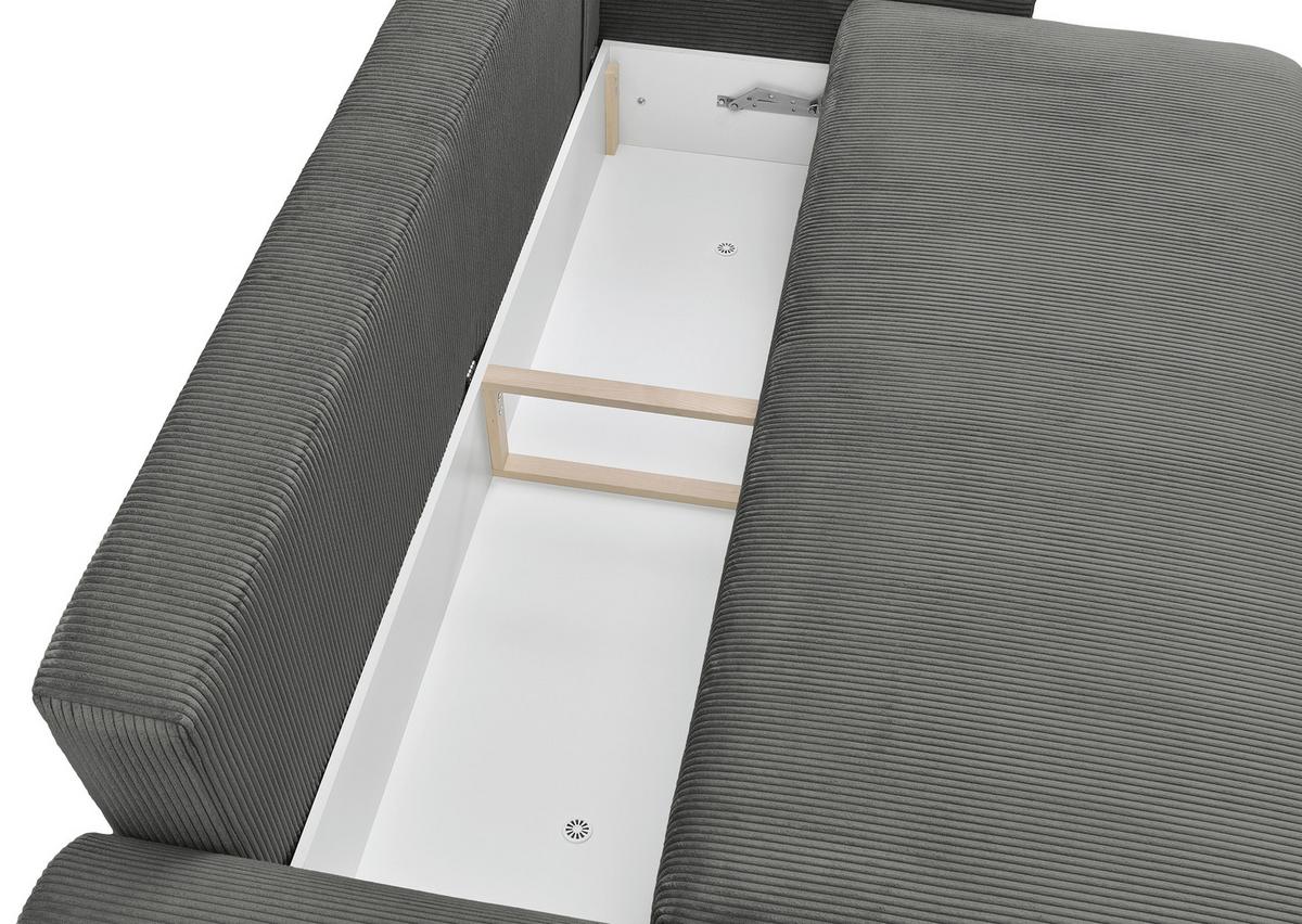 Rozkládací pohovka KIM, tmavě šedý manšestr - tmavě šedá, Moderní, dřevo (234/90/103cm)