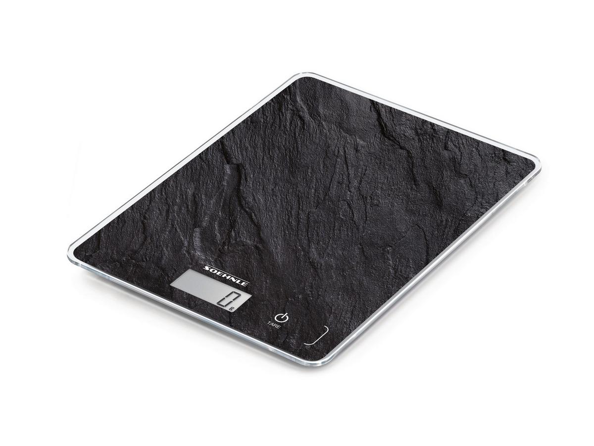 Küchenwaage 61515 Page Compact 300 Slate - Schwarz, KONVENTIONELL, Glas/Kunststoff (20/1,3/15cm) - Soehnle