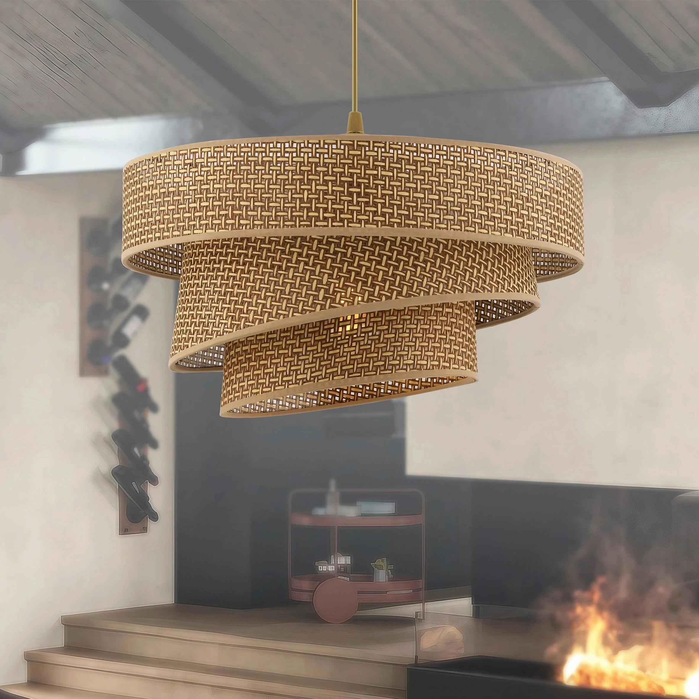 Hängeleuchte, Beige, E27 Couper Hazeran - Beige - Beige, Design, Textil/Metall (40/72cm) - P & B