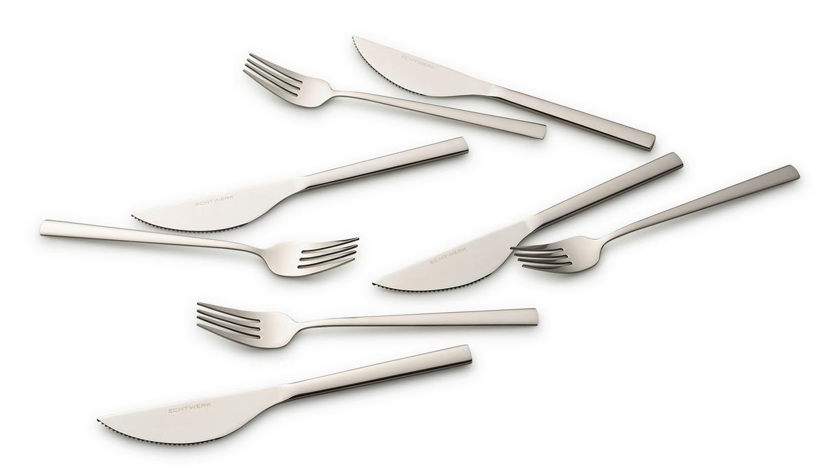 Pizzabesteckset 8-Teilig für 4 Personen - Silberfarben, Basics, Metall (23cm) - Echtwerk