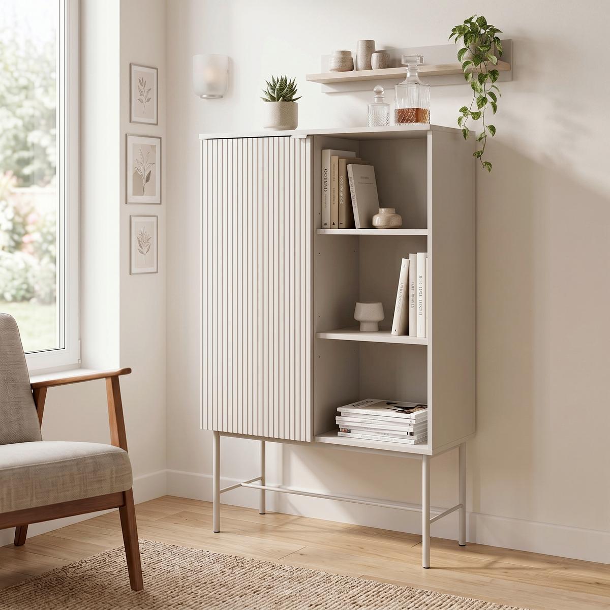 Regal Sio Grau B: 82 cm - Grau, MODERN, Holzwerkstoff (82/35/130cm) - MID.YOU