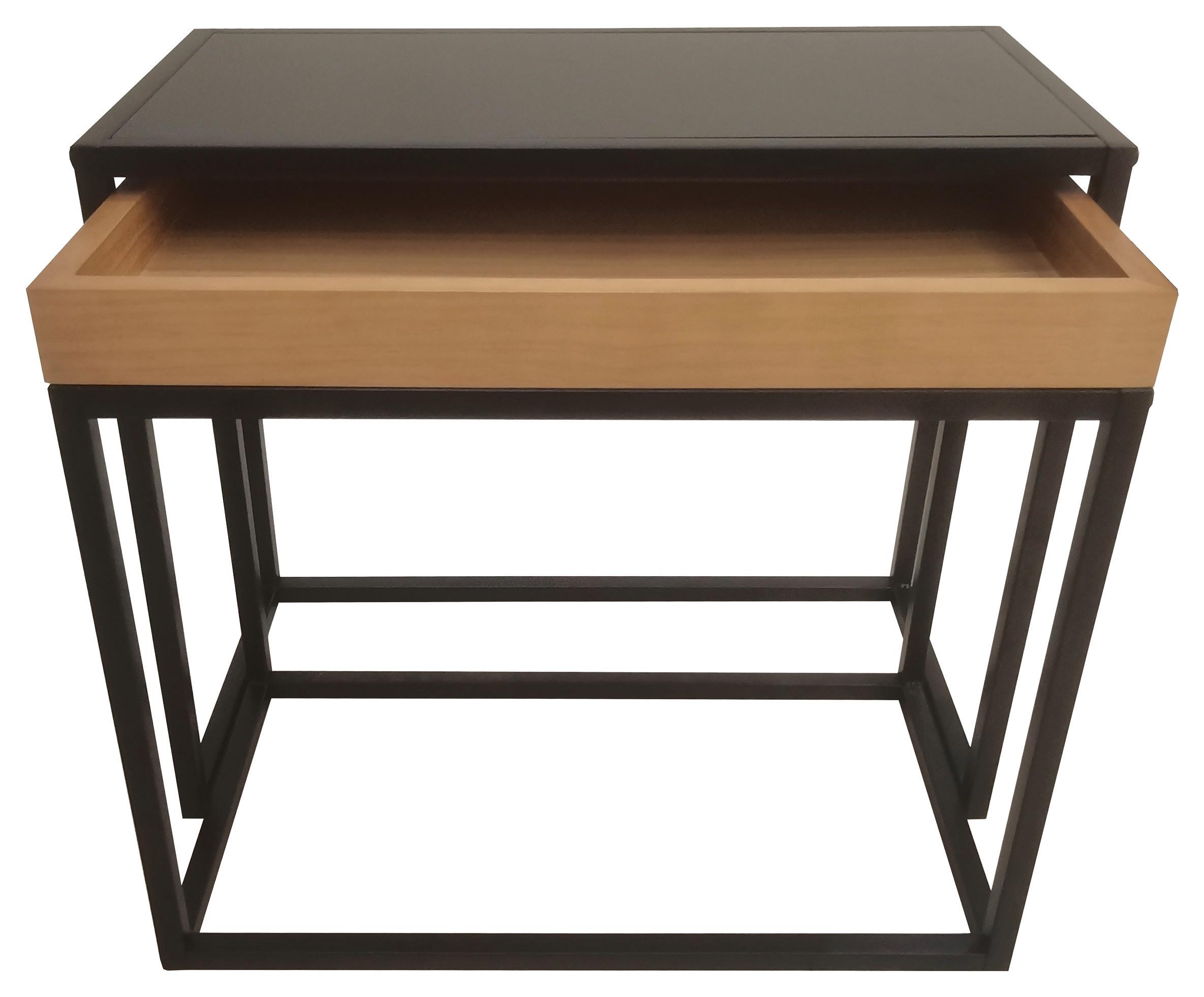 Kisasztal Mirella - barna/fekete, modern, faalapú anyag/fa (60-46/50-47/33-30cm)
