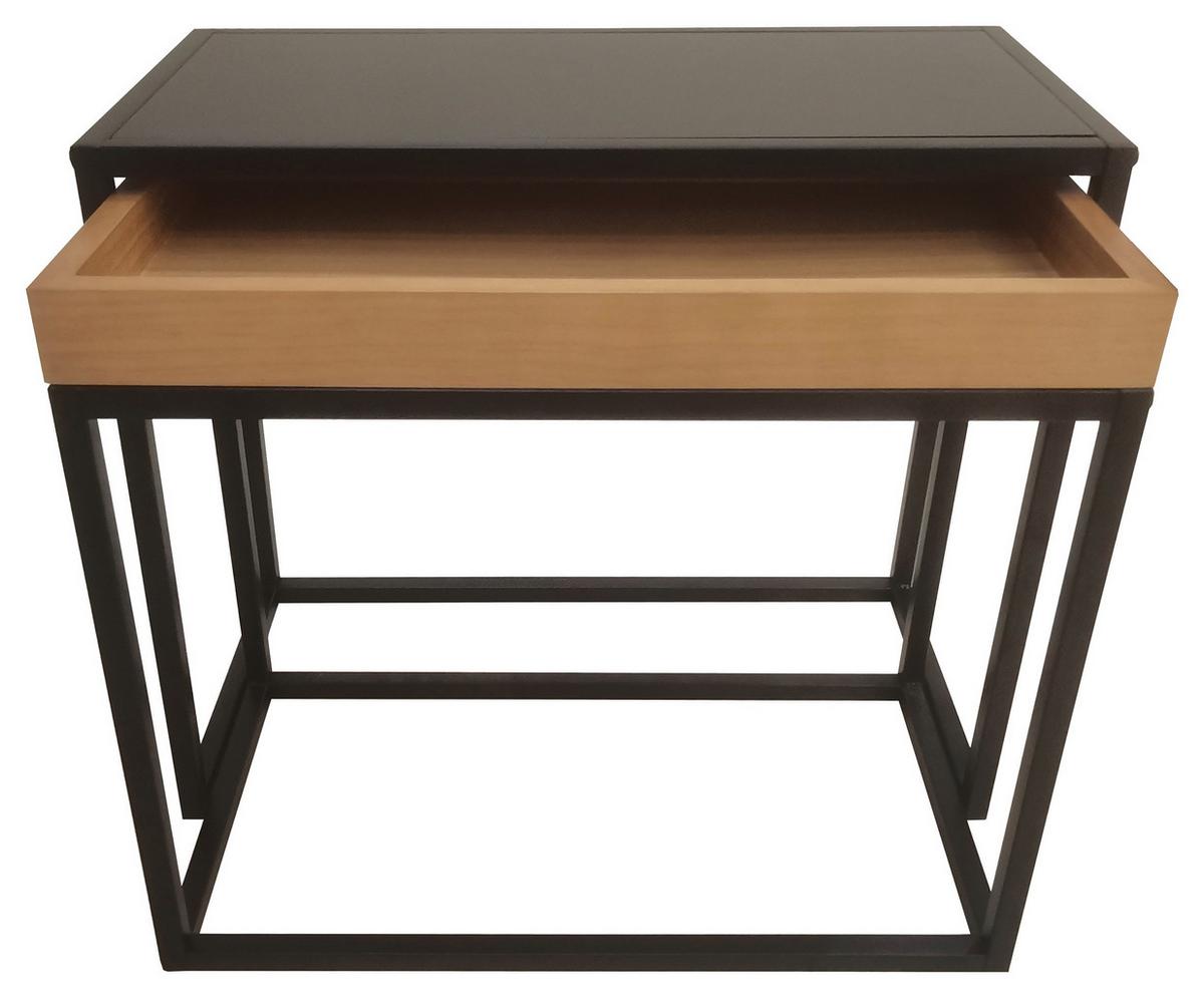 ODKLÁDACÍ STOLEK MIRELLA - černá/hnědá, Moderní, kov/dřevo (60-46/50-47/33-30cm)