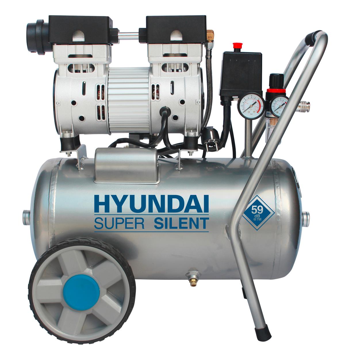 Druckluftkompressor Sac55752 8 Bar 1500 W Mit Rollen - Silberfarben, KONVENTIONELL, Metall (36/59/55cm) - Hyundai