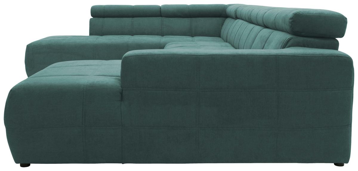 Wohnlandschaft Brandon Kopfteilverstellung Mintgrün - Schwarz/Mintgrün, Design, Textil (228/359/175cm) - MID.YOU