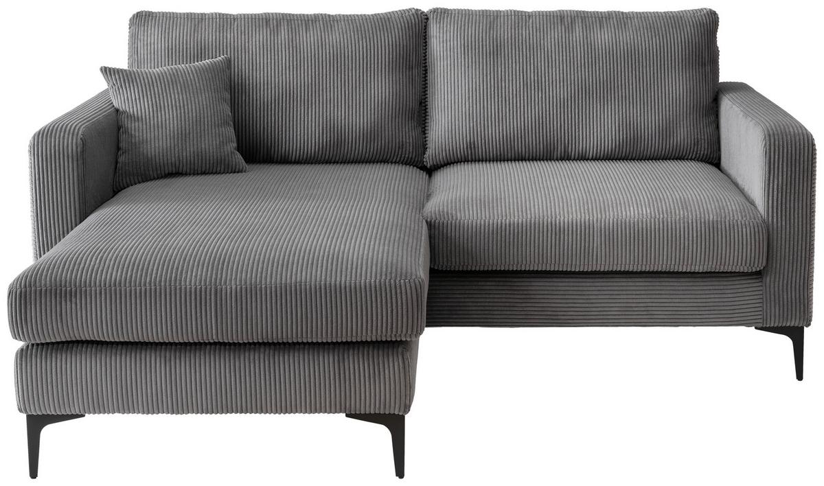 Ecksofa Eliza Grau S: 204x153 cm - Schwarz/Grau, Basics, Textil (204/153cm) - Livetastic