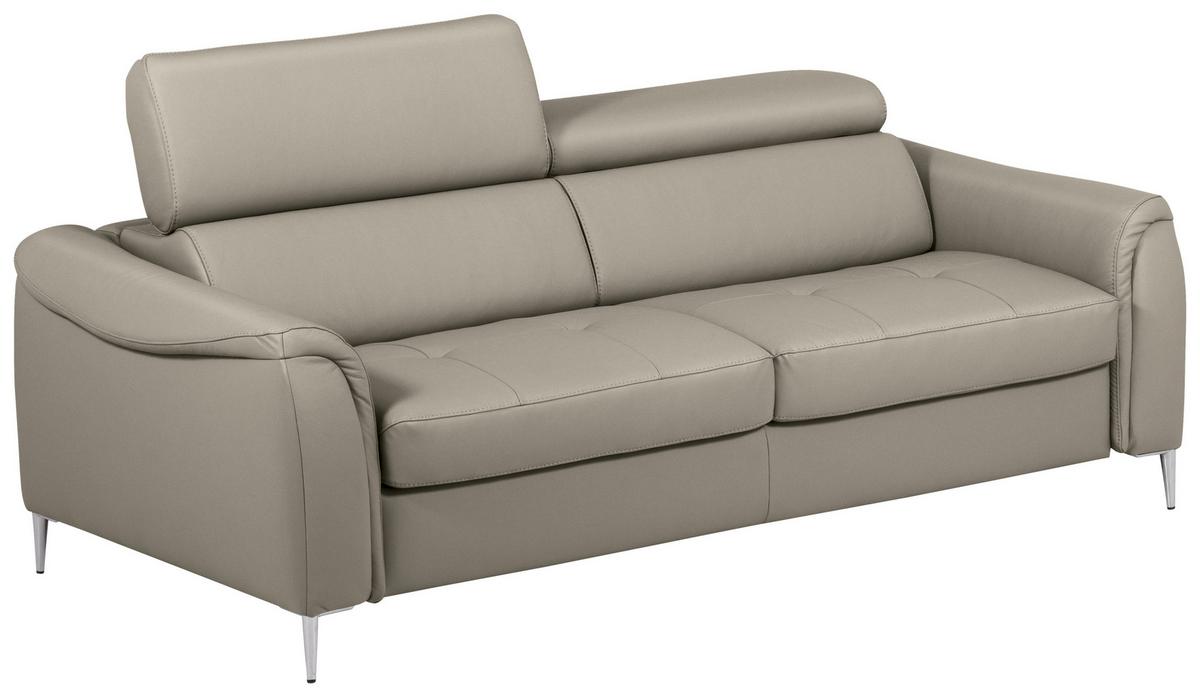 Schlafsofa Pafos Schlammfarben Lederlook, Rindsleder B: 203cm - Schlammfarben, Design, Leder/Textil (203/77-98/103cm) - MID.YOU