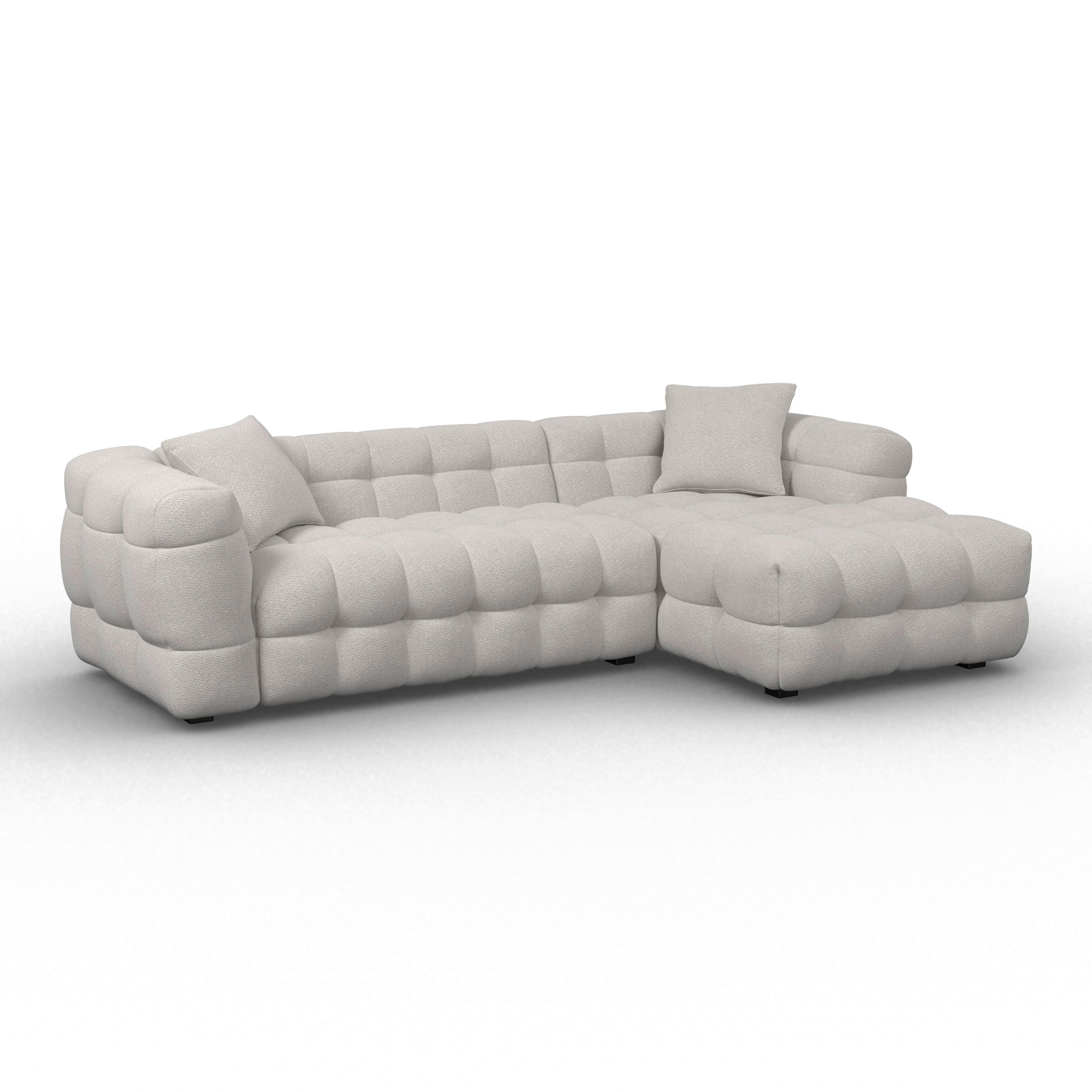 Sedacia súprava MAGDA, obojstranná, sivobéžové buklé - čierna/sivobéžová, Modern, drevo/textil (268/157cm) - Bessagi Home