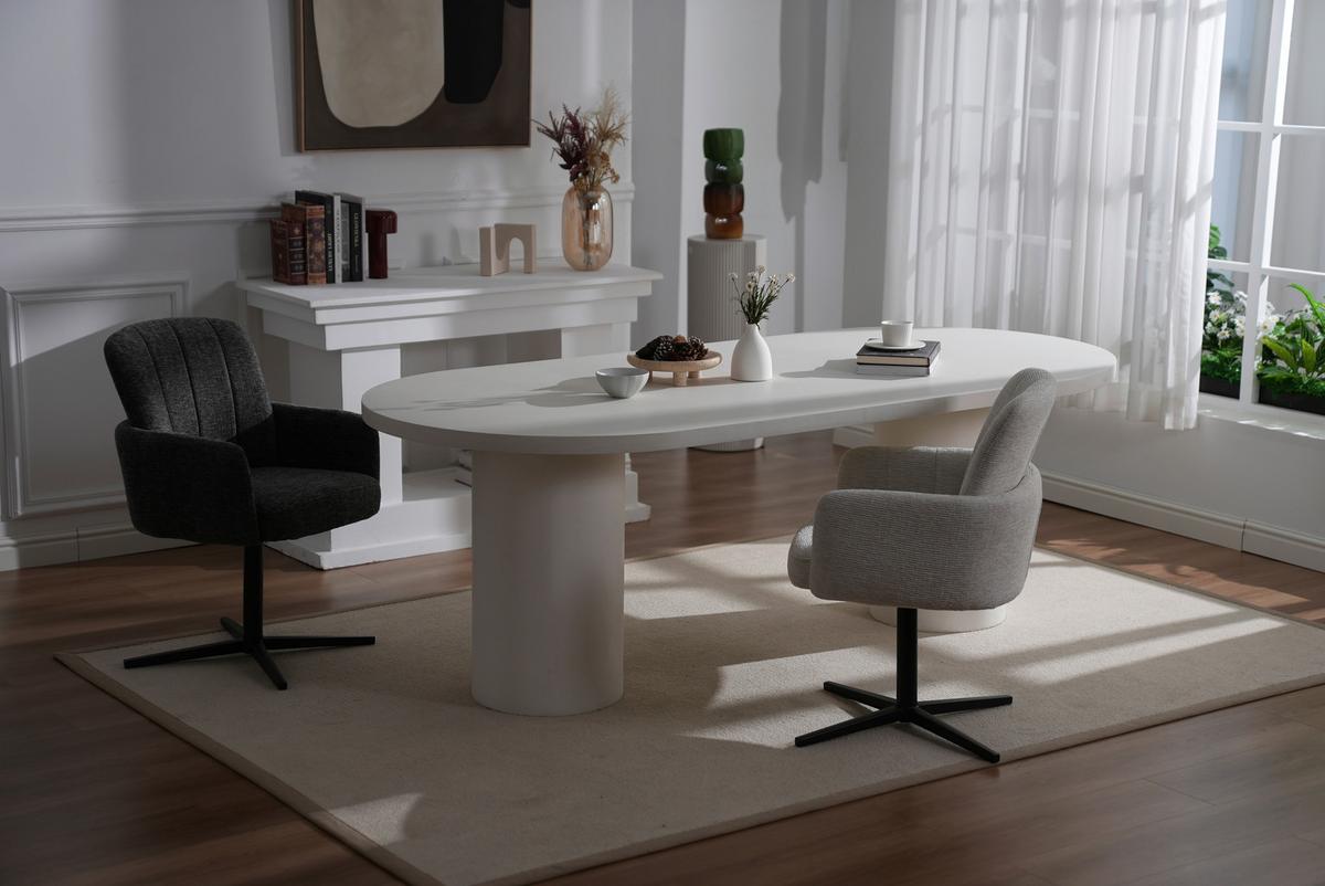 Armlehnstuhl Allison Leinenoptik Grau, B: 58 Cm - Dunkelgrau/Schwarz, LIFESTYLE, Holz/Textil (58/86/64cm) - Livetastic