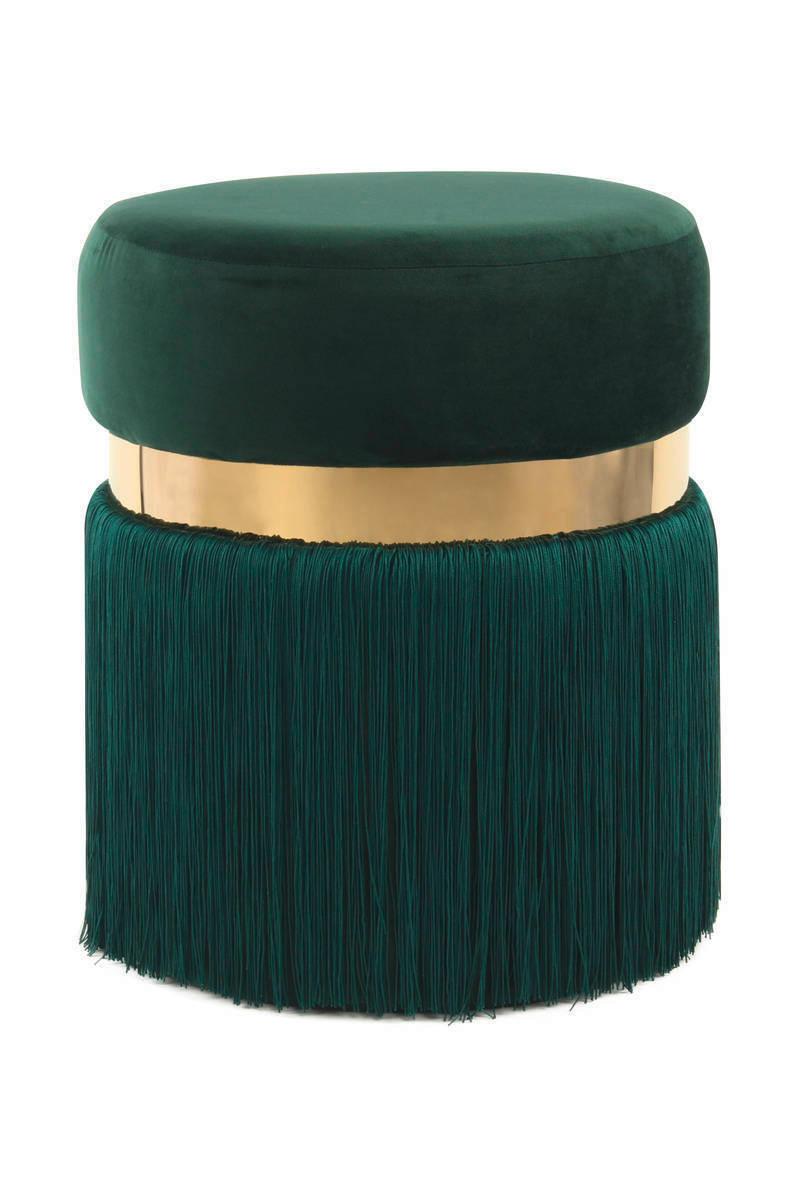 Hocker Bruih Textil Grün Gold Sitz Gepolstert H: 45 cm - Goldfarben/Grün, Design, Kunststoff/Textil (38/45/38cm) - Kayoom