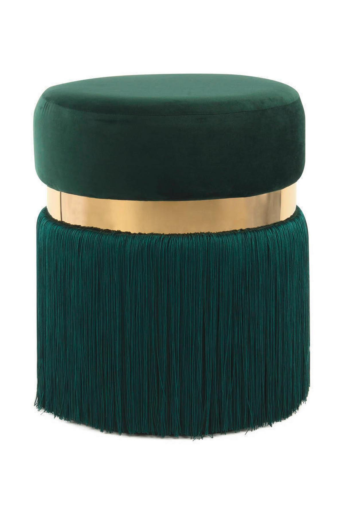 Hocker Bruih Textil Grün Gold Sitz Gepolstert H: 45 cm - Goldfarben/Grün, Design, Kunststoff/Textil (38/45/38cm) - Kayoom