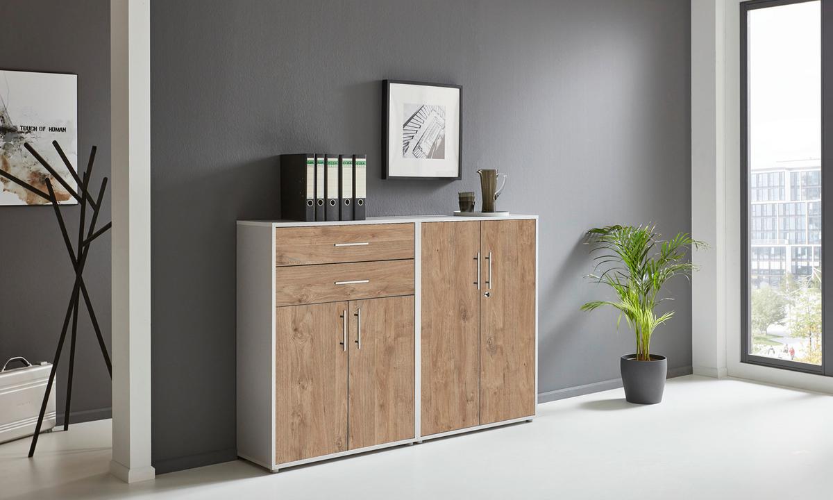 Aktenschrank Office Edition Grau/eiche Dekor B: 168,8cm - Eichefarben/Grau, MODERN, Holzwerkstoff (168,8/113,6/33cm) - MID.YOU