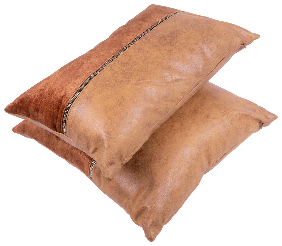 Zierkissen Picco 125 2er-Set Cappucino/Terracotta B:30/45cm - Terracotta/Cappuccino, KONVENTIONELL, Textil (30x45/50x45cm)