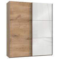 Schwebetürenschrank B: 200 Cm Level 36c Weiß/eiche Dekor - Eichefarben/Weiß, MODERN, Glas/Holzwerkstoff (200/236/65cm) - MID.YOU