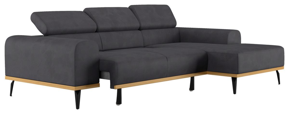 Ecksofa Schwarz Mit Sitzvorzug S: 244x157 cm - Schwarz, KONVENTIONELL, Textil (244/157cm) - Cotta