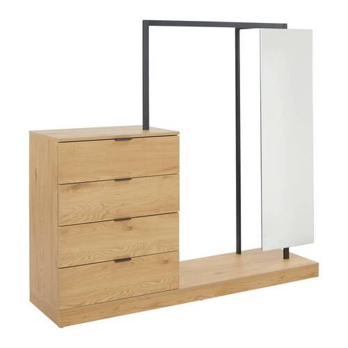Předsíňový nábytek CONNOR barva dubu - černá/barvy dubu, Moderní, kov/dřevo (145/130/40cm) - Bessagi Home