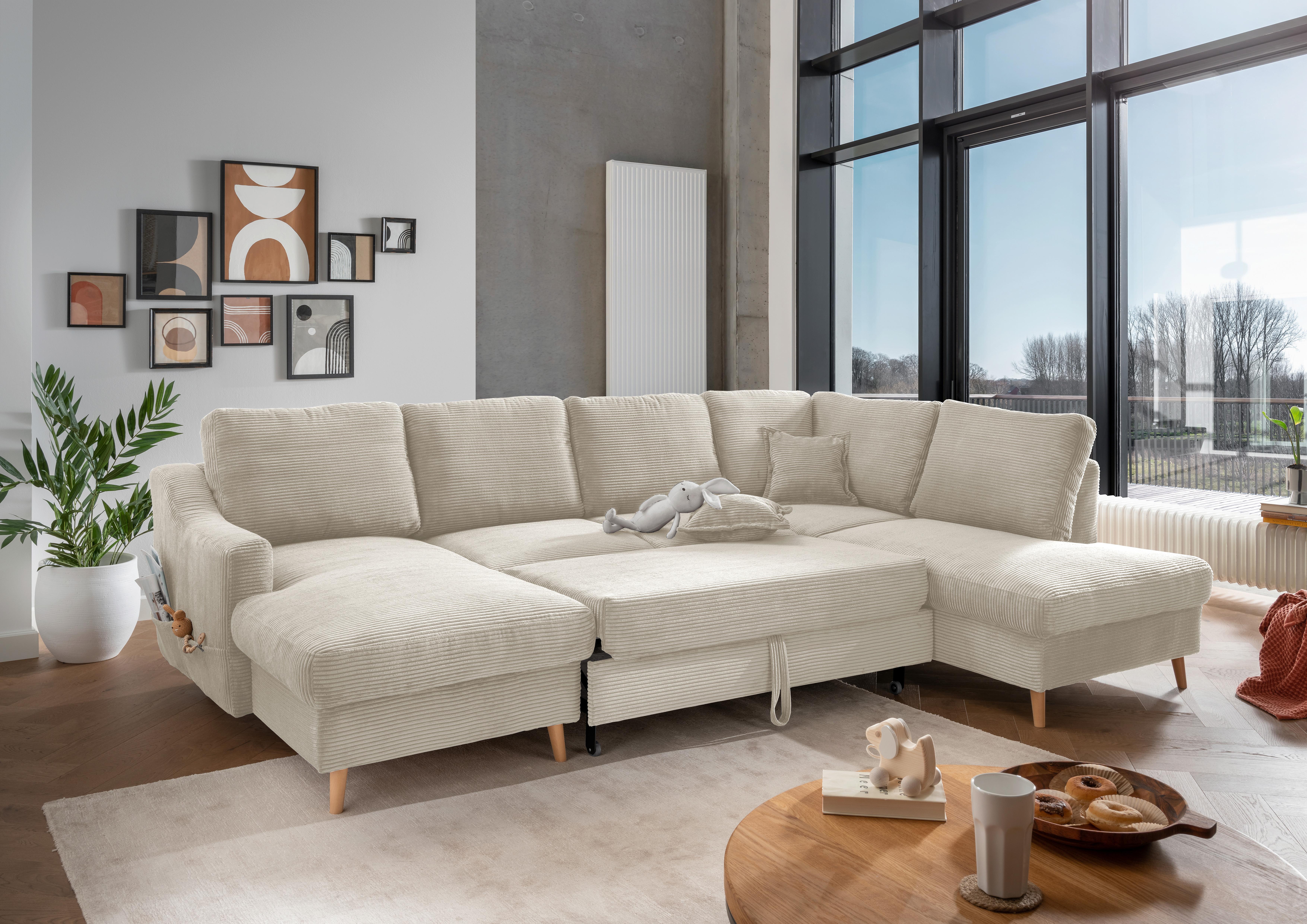 Wohnlandschaft Valentina - Beige/Naturfarben, KONVENTIONELL, Textil (150/301/200cm) - P & B