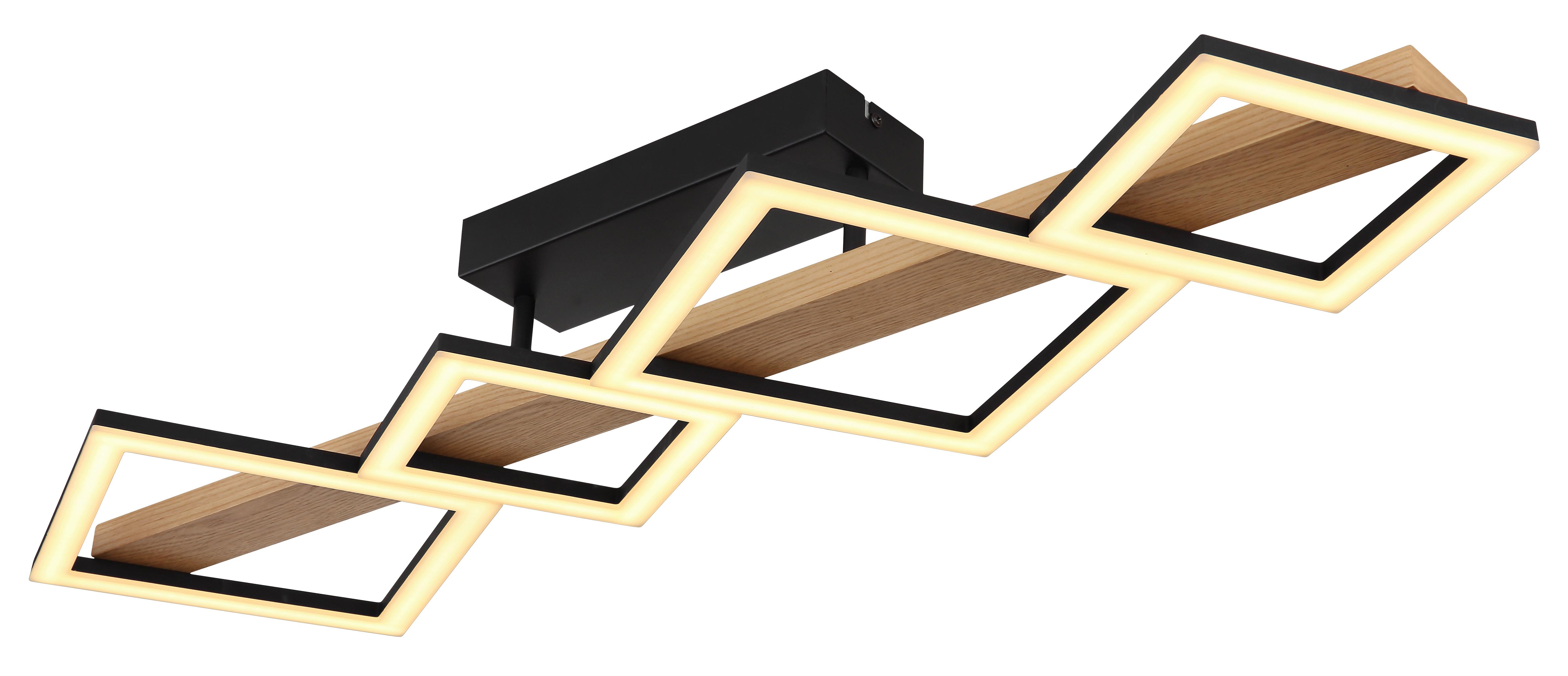LED-DECKENLEUCHTE 67288D2 - Dunkelbraun/Opal, Natur, Holzwerkstoff/Kunststoff (92/30/13cm) - Globo