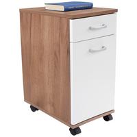 Rollcontainer Eiche Dekor/weiß Rimini 33x59,5x38 Cm - Eichefarben/Weiß, MODERN, Holzwerkstoff (33/59,5/38cm)