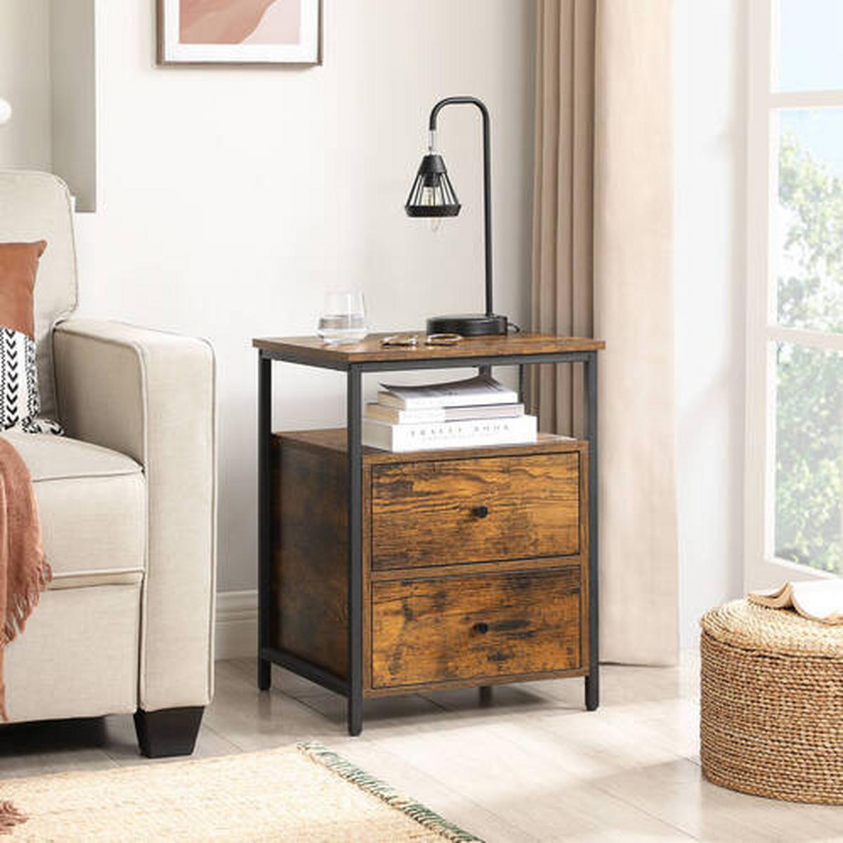 Nachttisch B: 45 Cm Braun/schwarz - Schwarz/Braun, Trend, Holzwerkstoff (45/60/45cm) - Boxxx