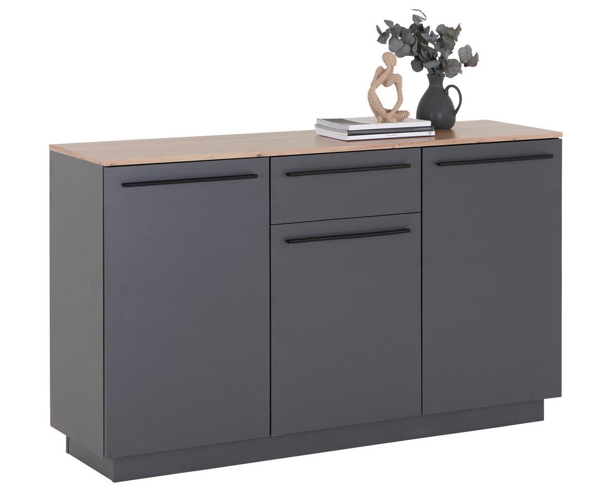 Kommode 150 cm Alaska 2, Artisan Eiche Deko - Anthrazit/Eiche Artisan, MODERN, Holzwerkstoff (150/90,9/42cm)